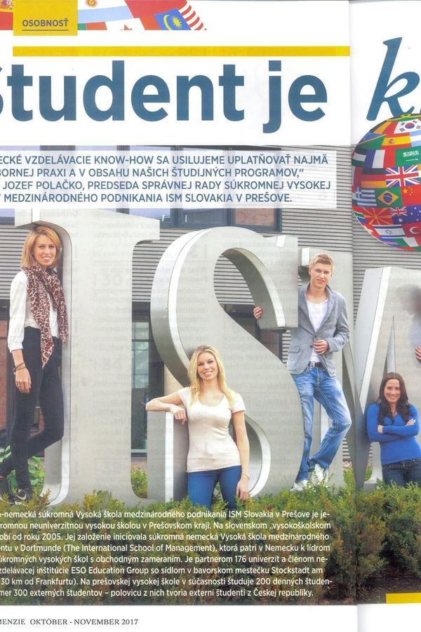 Študent je klient (časopis Dimenzie) | Vysoká škola medzinárodného podnikania ISM Slovakia v Prešove
