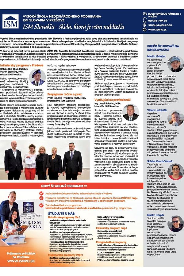 ISM Slovakia - škola, ktorá je vám nablízku / KORZAR | Vysoká škola medzinárodného podnikania ISM Slovakia v Prešove
